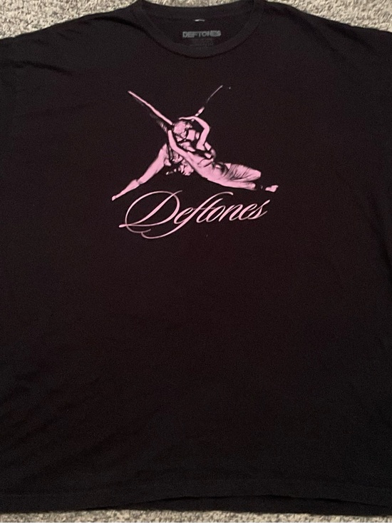 Deftones Tops - Deftones Black Short Sleeve Tee with Pink Graphic